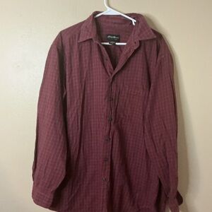 Eddie Bauer Men's Red Casual Button Down Shirt